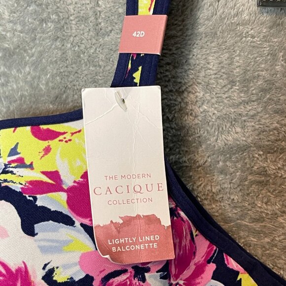 Cacique Women Floral Full Coverage Wide Strap Lightly Lined Balconette 42D - Picture 5 of 10